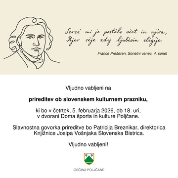 Vabilo prireditev ob slovenskem kulturnem prazniku